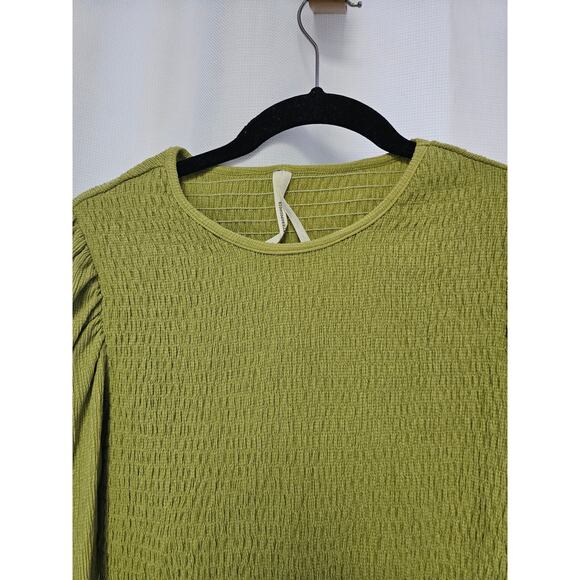 Anthropologie smocked puff sleeve leaf green Top size Small - Picture 4 of 10